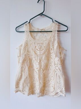 Rebellion Lace Crochet Sleeveless Cotton Top size S